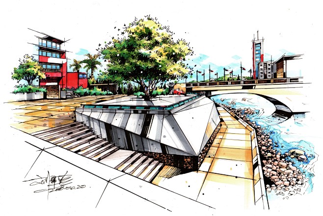 广场设计手绘城市