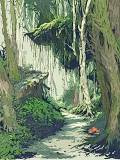 stable diffusion｜扁平画风-密林深处_1_派小星的胡思乱想_来自小红书网页版