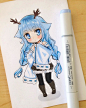 Meiririh 动漫 少女 少年 马克笔  水彩 彩铅 手绘 漫画 二次元  萌系 素描 素材