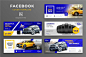 汽车品牌Facebook营销推广主页封面图文排版设计商务模板 Automotive Facebook Cover Template
