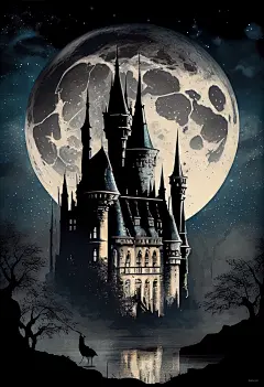AI绘画_Prompts_Immy_a_mysterious_castle_silhouetted_against_the_night_sky_tall_be2f5372-3190-4527-b2fd-946914beb9b1_xpanx.com