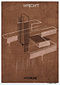 高度抽象后的建筑线条 ARCHILINE by Federico Babina  - 灵感日报 : 这次新出的ARCHILINE 系列是将18位建筑大师的代表作抽象成点、线、面，只保留作品最具代表性的特征。仿佛剥去了外壳，只剩下灵魂的重量。有些如狂草书法，有些像平面构成……点线面黑白灰。