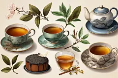 清新手绘清雅的茶叶图片插画