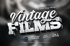 电影海报片名复古3D立体金属文本字母ps特效样机素材 6psd模板