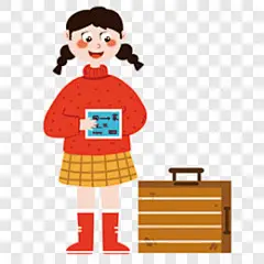 春节回家的可爱开心女孩卡通手绘PNG图片 来自PNG搜索网 pngss.com 免费免扣png素材下载！