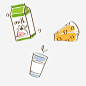 卡通牛奶盒奶酪和杯子免抠png素材_新图网ixintu.com