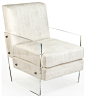 Modern Art Deco Ivory Faux Leather Lucite Club Chair transitional-armchairs