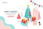 2.5D创意立体圣诞节平安夜专题庆祝网页手机插画海报设计素材K212-淘宝网