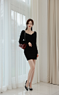 ▼SonYoonJoo▲210104图片_TN更新【洛城绅士雅黑俏色低领包臀裙】