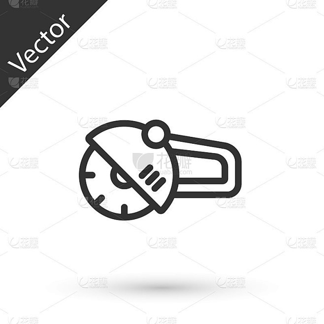 灰色线角磨床图标孤立在白色背景。向量