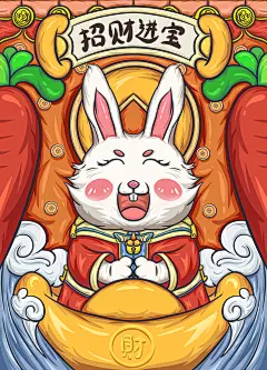 国潮 兔年插画 