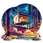 art cabin chilhood hiking hollydays Interior light Nature Outdoor print