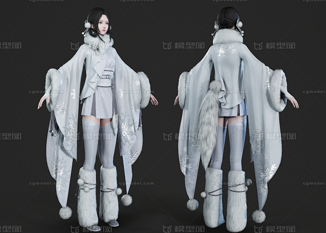 PBR 汉服冬装美女 小仙女 少女 小姐姐 冬装古装御姐 神仙姐姐 妹子 武侠风 女侠