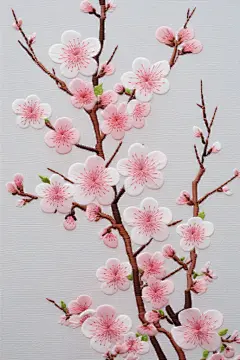 刺绣一剪梅手工花卉梅花元素