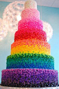 RAINBOW CANDY CAKE, so pretty!  I have no need for a cake this big but it's too gorgeous to not pin!