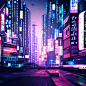 城市夜景/霓虹灯-漫画-AI绘图
