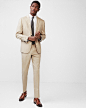 Slim Khaki Wool-linen Blend Suit Jacket