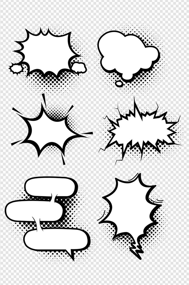 黑白漫画卡通对话框边框