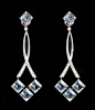 Platinum Diamond Aquamarine Earrings - Yafa Jewelry