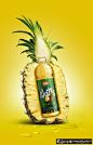 海报灵感 菠萝果汁饮料创意广告灵感 哈ungsefenegge创意菠萝汁海报设计 原汁原味菠萝汁海报图 