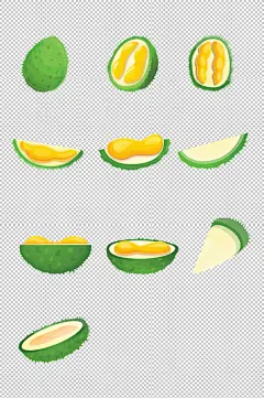 手绘水果榴莲免抠素材