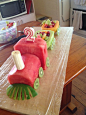 This time I didn't do a usual cake- although I have done a number of train cakes in the past.. this time I did a fruit train! It was so fun!
