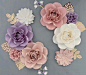 Purple Lavender Blush Paper Flowers, Blush paper flowers, purple nursery decor, Purple set of paper_看图王