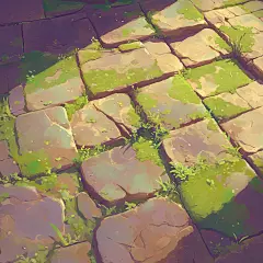 AI卡通石头地面纹理素材 游戏场景地图美术 背景环境插画设计