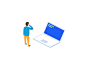 Error icons vector isometric screen blue crash man state 500 error