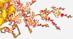 红梅腊梅红梅花开花开富贵_新图网 https://ixintu.com 中国风 红色 腊梅 暗香 红梅花开