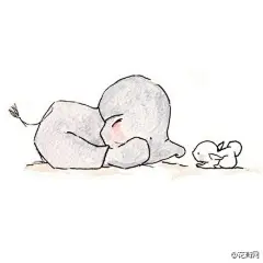 #暖心插画# 大象先生和兔子小姐。美好暖心的小插画。
