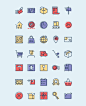 #icon免费下载# 小小图标来一发，能发现现在比较流行点、线与面（色块）想结合的图标~下载链接O网页链接