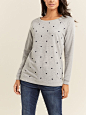 Heart Print Raglan Sleeve Nursing Top