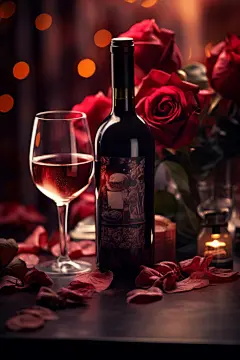红色玫瑰花情人节元素摄影图片