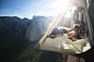 People 2400x1589 nature landscape mountains climbing rock climbing shirtless men meditation tent sunlight trees forest sleeping bags Yosemite National Park USA El Capitan Sierra Nevada California