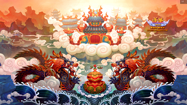 中国元素龙宫殿浓厚元素插画风格