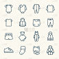 Baby clothing line icons