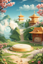 中秋山水背景2