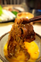 Photo: Dipping a Sukiyaki Beef into Fresh Raw Egg ... | Japanese food