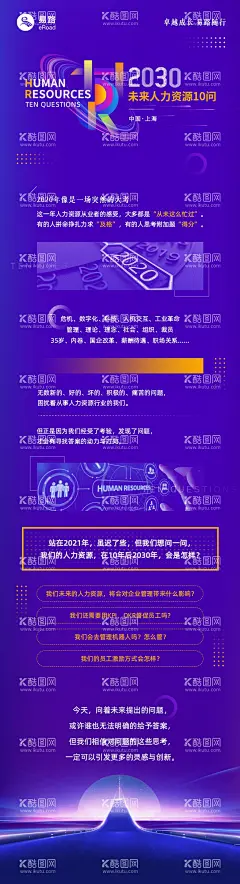 未来人力资源十问长图  - 源文件下载【酷图网】海报,长图,未来,科技,人力资源,