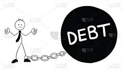 Stickman商人角色破产了，负债累累，矢量卡通插图