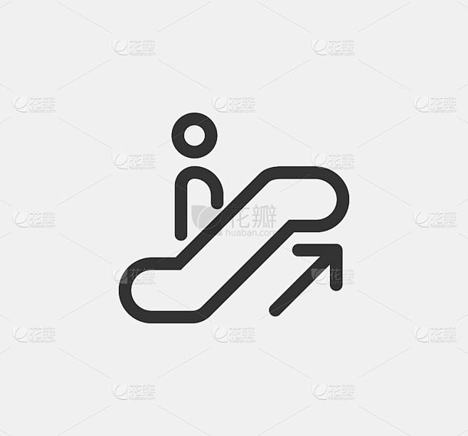 自动扶梯，电梯矢量图标。公共导航矢量图