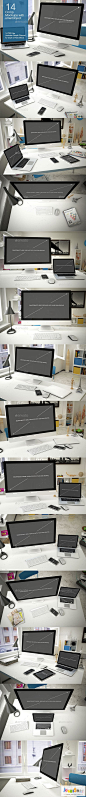 苹果电脑显示屏办公场景演示效果样机素材 computer mockup 14 poses-场景模型|Mock-Ups-｜匠心素材站 joesign.com - 精选优质设计师资源分享平台！匠心玩设计 轻松做创意