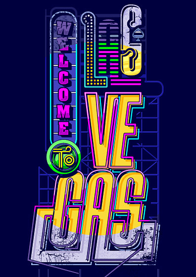 show us your type"字体展城市主题海报作品-拉斯维加斯7poster娃二同