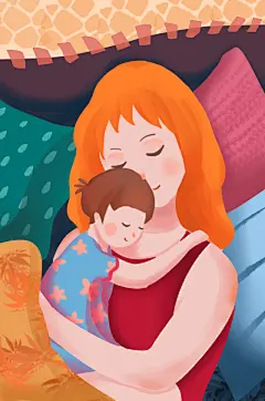简约彩色创意高端大气母亲节插画