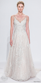 randy fenoli spring 2018 bridal sleeveless sheer strap v neck heavily embellished bodice tulle skirt elegant romantic a  line wedding dress open v back sweep train (11) mv