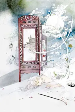 唯美古风水彩插画高清素材 免费下载 设计图片 页面网页 平面电商 创意素材 png素材