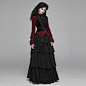 Gothic Red and Black Tuxedo Vest V-neck Tailcoat For Women