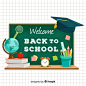 Flat back to school background Free Vector