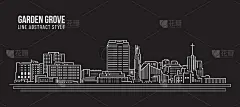 城市景观建筑线条艺术矢量插图设计-园林园林城市